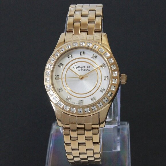 Caravelle Ladies Quartz Watch By Bulova Chrystal Bezel And Indices 32mm - Picture 3 of 13